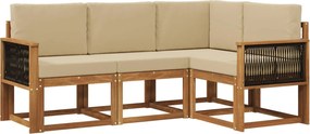 vidaXL Σειρά Καναπέ Εξωτερικού 4 pcs Φυσικό και Μπεζ Πολυεστέρας