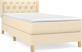 vidaXL Κρεβάτι Boxspring με Στρώμα Κρεμ 80 x 200 εκ. Υφασμάτινο