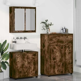 vidaXL Σετ Επίπλων Μπάνιου 3 pcs Καπνιστό Δρύς Επεξεργασμένο ξύλο