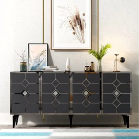 Stewehome Κονσόλα Αποθήκευσης Ανθρακί &amp;amp; Ασημί 150x40x80 cm