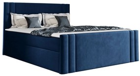 Κρεβάτι continental Baltimore 156, Μονόκλινο, Continental, Μπλε, 120x200, Ταπισερί, Τάβλες για Κρεβάτι, 124x213x103cm, 108 kg, Στρώμα: Ναι