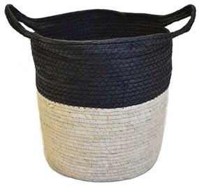 Καλάθι Διακοσμητικό Με Λαβές 00.06.67180 45x45cm Ψάθινο Ecru Black Mat
