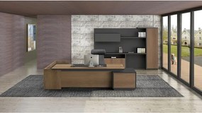 PROLINE Γραφείο Δεξιά Γωνία Απόχρωση Καρυδί Δρυς - Μαύρο   1τμχ