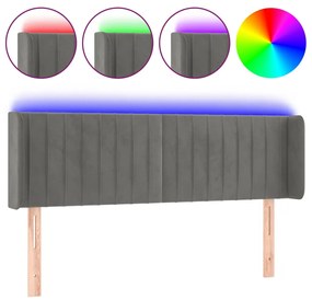 vidaXL Κεφαλάρι Κρεβατιού LED Ανοιχτό Γκρι 147x16x78/88 εκ. Βελούδινο