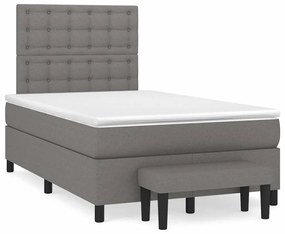 vidaXL Κρεβάτι Boxspring με Στρώμα Σκούρο Γκρι 120x190 εκ Υφασμάτινο