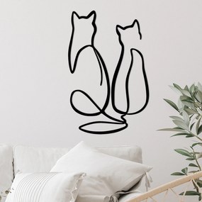 Decorative Metal Wall Accessory Couple Cat Love Black