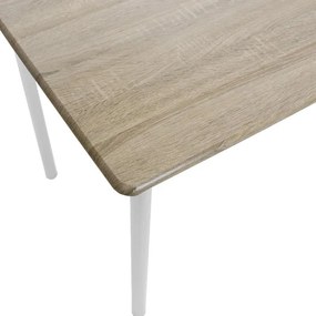 Σετ Τραπεζαρίας Roza 5τμχ χρώμα Sonoma - πόδια Λευκό Gloss 120x70x75εκ. 120x70x75 εκ.