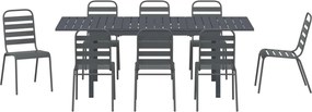 vidaXL Σέτ φαγητού για κήπο 9 pcs Ανθρακί Ατσάλι με Πούδρα
