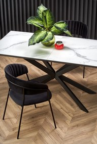 DIESEL extension table, color: top - white marble / dark grey, legs - black DIOMMI V-CH-DIESEL-ST