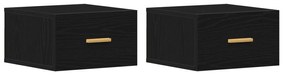 vidaXL Τοίχου Κομοδίνα 2 τεμ Μαύρη Δρυς 35x35x20 εκ