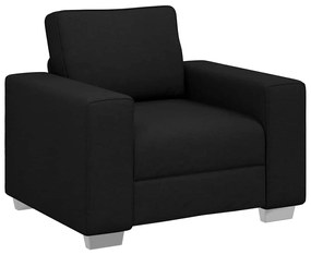 vidaXL Καναπές 3 pcs Μαύρο Ύφασμα μείγματος λινών