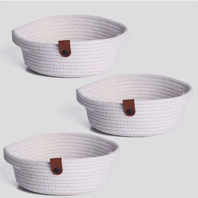 Καλάθια Αποθήκευσης (Σετ 3Τμχ) 171JTR1250 25x25x10cm Ecru Aberto Design Cotton