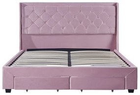 Κρεβάτι Διπλό ArteLibre ANNONA Ανοιχτό Ροζ Βελούδο 217x175x117.5cm (Στρώμα 160x200cm)
