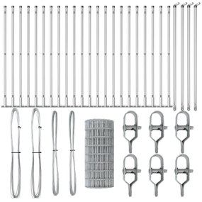 vidaXL Euro Fence με 13 Φλαγγέτες Πόστ 0.4x50 μ Γαλβανισμένος Χάλυβας