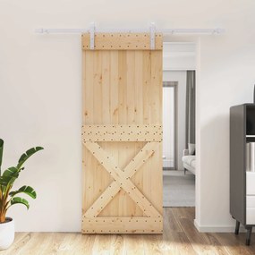 vidaXL Συρόμενη Πόρτα Φυσικό και Λευκό 85 x 210 cm