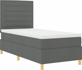 vidaXL LED Κρεβάτι με βάθρο Σκούρο Γκρι 100 x 200 cm ύφασμα