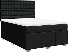 vidaXL Κρεβάτι Boxspring με Στρώμα Μαύρο 140x200 εκ. Υφασμάτινο