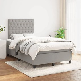 vidaXL Κρεβάτι Boxspring με Στρώμα Ανοιχτό Γκρι 120x200 εκ. Υφασμάτινο