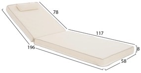 Μαξιλάρι Ξαπλώστρας Textline 600gr SIFNOS Μπέζ 196(117+1+78)x58x9εκ. 196x58x9 εκ.