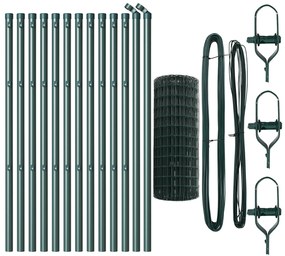 vidaXL Euro Fence Με 13 Πόλους 0.6x25 μ Γαλβανισμένος Χάλυβας Πράσινος