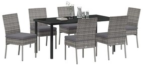 vidaXL Σέτ φαγητού για κήπο 7 pcs Γκρι Χάλυβας με επίστρωση πούδρας