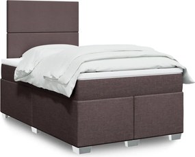 vidaXL Κρεβάτι Boxspring με Στρώμα Σκούρο Καφέ 120x190 εκ Υφασμάτινο