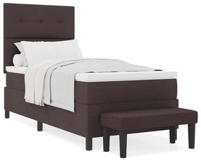 vidaXL Κρεβάτι με Στρώμα και Πάγκο Καφέ 100x200 cm Ύφασμα
