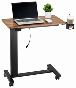 VEVOR Overbed Table Mobile Bed Side Desk with Electric Lifting &amp; 4 Wheels Wood