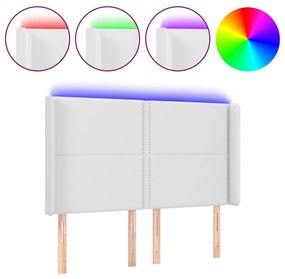 Κεφαλάρι Κρεβατιού LED Λευκό 147x16x118/128 εκ. Συνθετ. Δέρμα - Λευκό