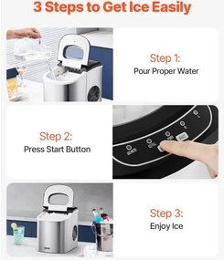 VEVOR Portable Countertop Ice Maker 33Lbs/24H Self-Cleaning with Scoop Basket