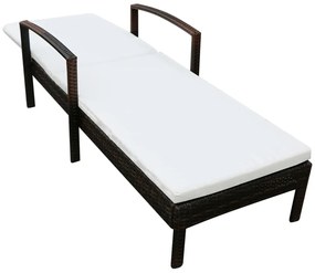 vidaXL Ξαπλώστρα Καφέ από Συνθετικό Ρατάν με Μαξιλάρι