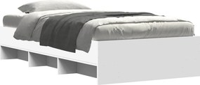 vidaXL Σκελετός Κρεβατιού με ράφι Λευκό 80 x 200 cm Επεξεργασμένο Ξύλο