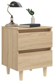 vidaXL Κομοδίνο Sonoma Δρυς 40x35x50εκ. με Πόδια από Μασίφ Ξύλο Πεύκου