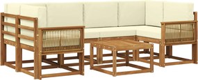 vidaXL Σειρά Καναπέ Εξωτερικού 7 pcs Φυσικό και Κρέμα Πολυεστέρας