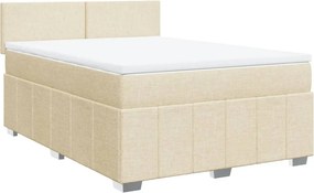 vidaXL Κρεβάτι Boxspring με Στρώμα Κρεμ 140x200 εκ. Υφασμάτινο