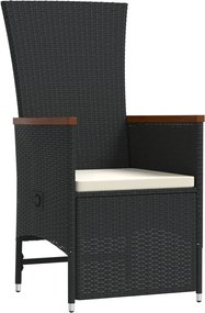 vidaXL Σετ Τραπεζαρίας Κήπου 11 τεμ Μαύρο από Συνθ. Ρατάν με Μαξιλάρια