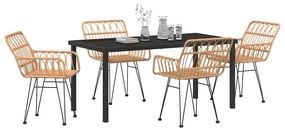 vidaXL Σέτ φαγητού για κήπο 5 pcs Καφέ Πολυ ράταν