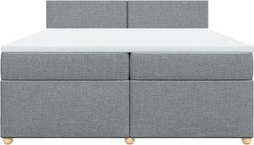 vidaXL Κρεβάτι Boxspring με Στρώμα Ανοιχτό Γκρι 200x200 εκ. Υφασμάτινο