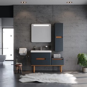 Martin Masal 130 Anthracite  MDF - Πάγκος με Νιπτήρα &amp; Καθρέπτη