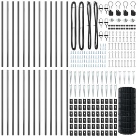 vidaXL Euro Fence με 13 στήλες φράχτη 0.4x50 μ. Γαλβανισμένο μέταλλο Γκρι