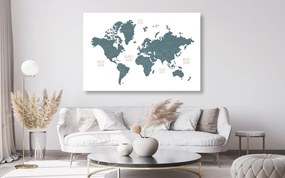 Εικόνα στο φελλό ενός σύγχρονου παγκόσμιου χάρτη - 90x60  wooden