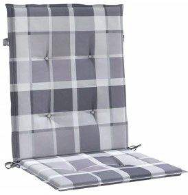 vidaXL Μαξιλάρια Καρέκλας Κήπου Πλάτη 2τεμ Γκρι Καρό 100x50x3εκ Oxford