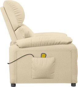 vidaXL Πολυθρόνα Μασάζ Κρεμ Υφασμάτινη