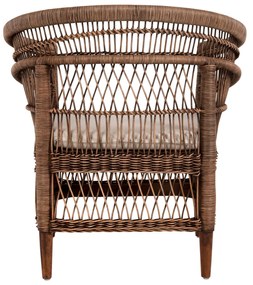 Καρέκλα - Πολυθρόνα MALAWI C9635.01 Ξύλο Μαόνι με Rattan Kαφέ και Λευκό Μαξιλάρι 80x70x86Υεκ. 80x70x86 εκ.