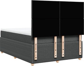 vidaXL Κρεβάτι Boxspring με Στρώμα Σκούρο Γκρι 140x190 εκ. Υφασμάτινο