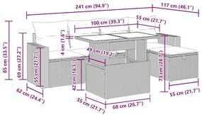 Σαλόνι Κήπου Σετ 6 Τεμαχίων Γκρι Συνθετικό Ρατάν με Μαξιλάρια - Γκρι