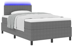 vidaXL Kρεβάτι με πλαίσιο  με στρώμα & LED Γκρι 120x200 εκ. Βελούδινο ύφασμα