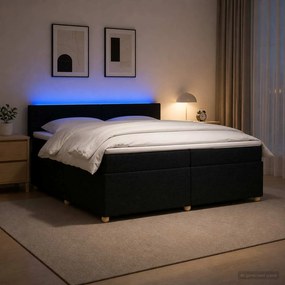 vidaXL Κρεβάτι box spring με στρώμα Μαύρο 200 x 200 cm Ύφασμα