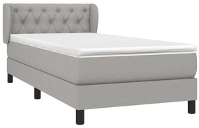 vidaXL Κρεβάτι Boxspring με Στρώμα Ανοιχτό Γκρι 80x200 εκ. Υφασμάτινο