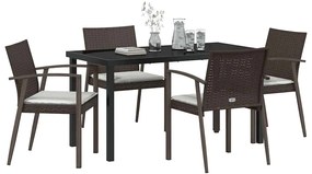 vidaXL Σέτ φαγητού για κήπο 5 pcs Καφέ Πολυ ράταν